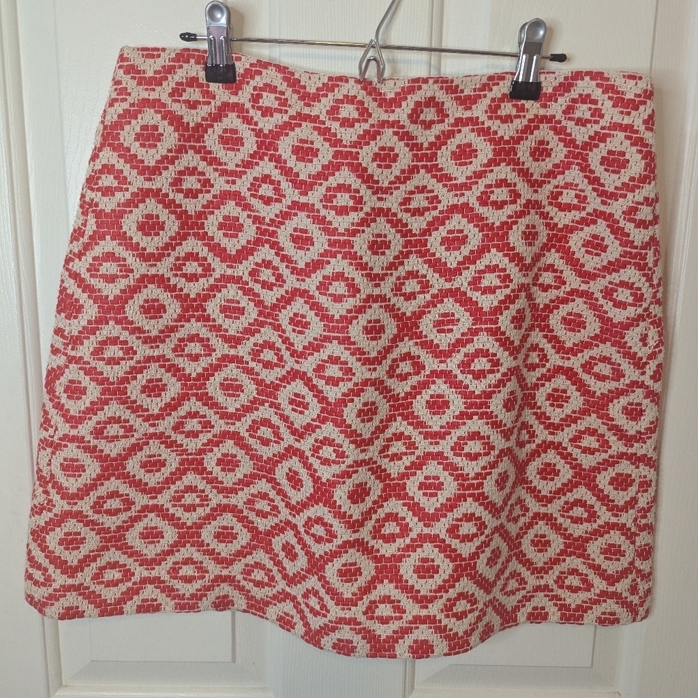 Ann Taylor LOFT Pencil Skirt Pink Coral Cream Print Career Classic Size 10 New